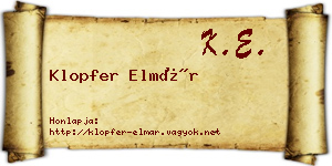 Klopfer Elmár névjegykártya